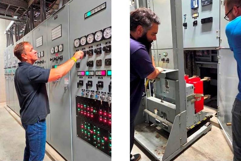 Verifying gauge operation and re-racking a breaker. 